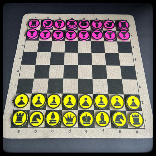 3D Printed Chess Token Set with Travel Chess Board