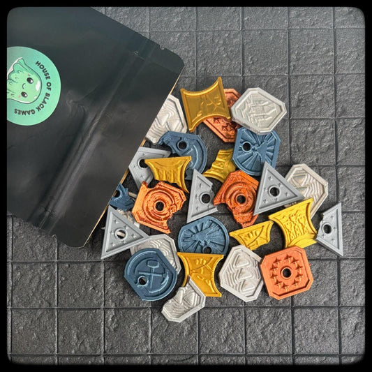 DnD Coin set. 3D printed – perfect DnD accessory or DnD Gift idea in 5 different colors, Gold, Silver, Platinum, Electrum and Copper - HouseofBlackGames