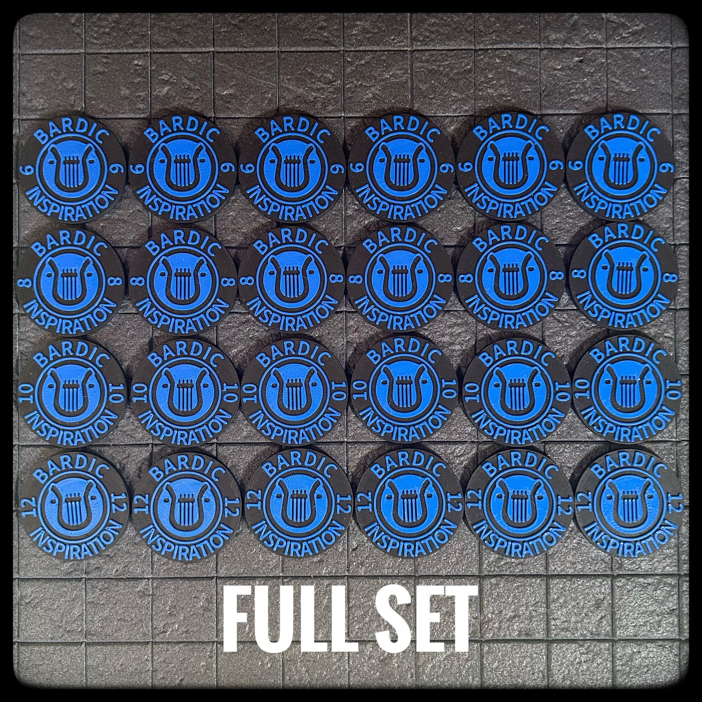 DnD Bardic inspiration tokens. 3D printed for Bard characters in DnD and Pathfinder. A perfect Dungeon Master DnD accessory/ DnD gift idea - HouseofBlackGames