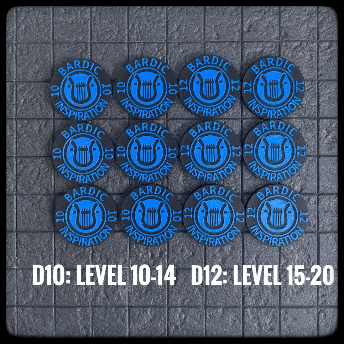 DnD Bardic inspiration tokens. 3D printed for Bard characters in DnD and Pathfinder. A perfect Dungeon Master DnD accessory/ DnD gift idea - HouseofBlackGames