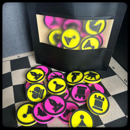 3D Printed Chess Token Set with Travel Chess Board