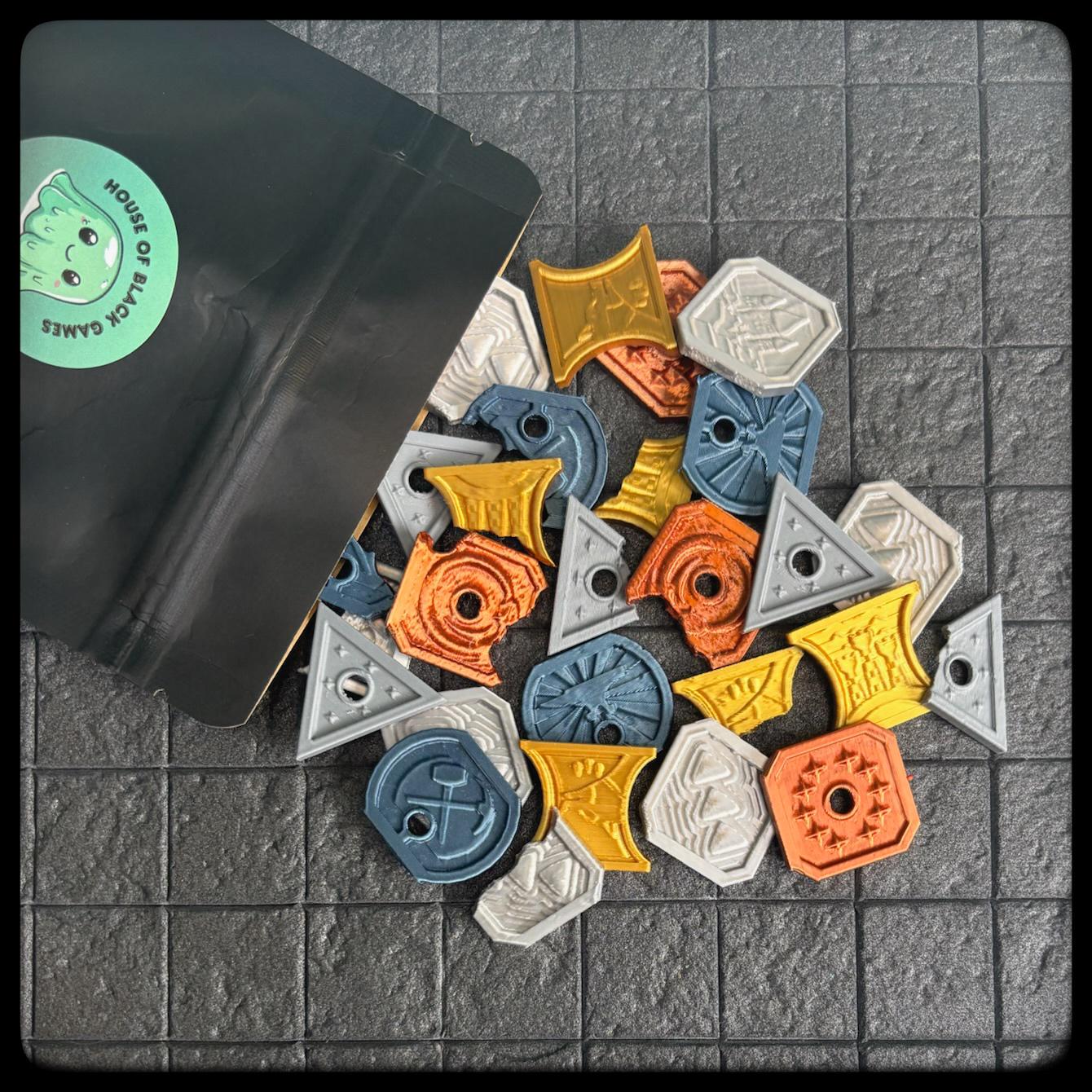 3D Printed DnD Coin Set – Gold, Silver, Copper, Electrum, Platinum