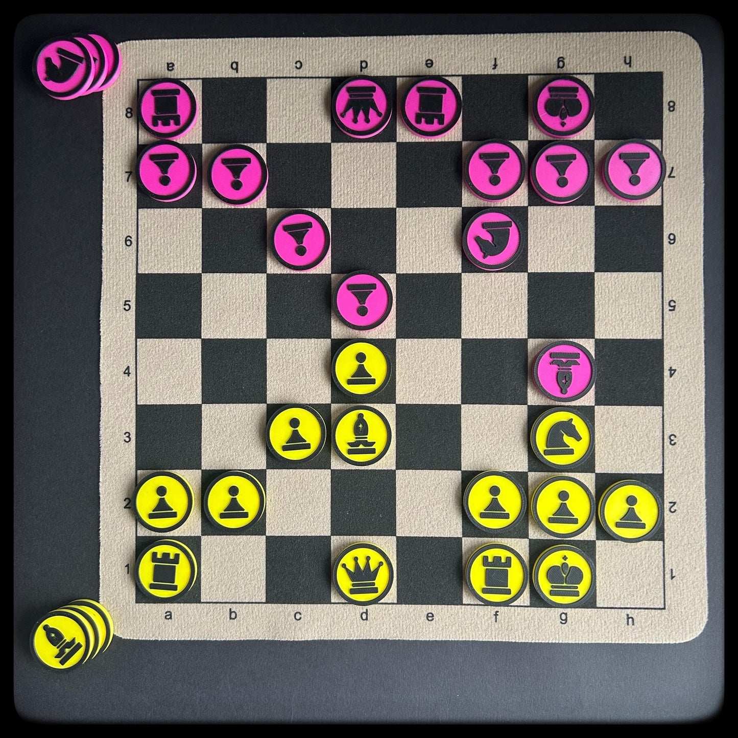 3D Printed Chess Token Set with Travel Chess Board