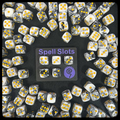 3D Printed DnD Spell Tracker – Full or Half Caster, D6 Dice Included