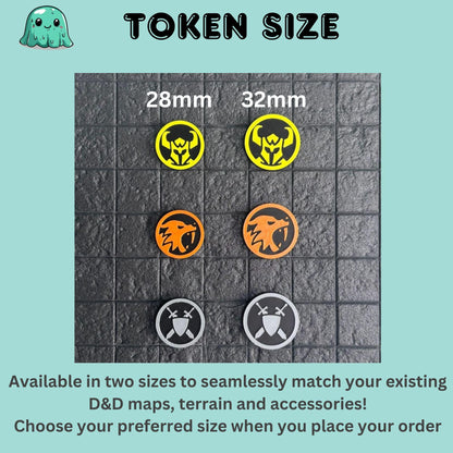 DnD Character Weapon Tokens – Perfect Dungeon Master gift. 3D printed for DnD, Pathfinder and Heroquest- DnD accessory or DnD gift idea.