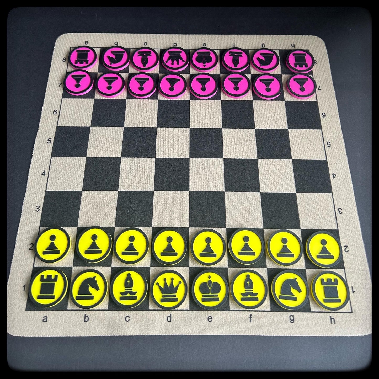 3D Printed Chess Token Set with Travel Chess Board