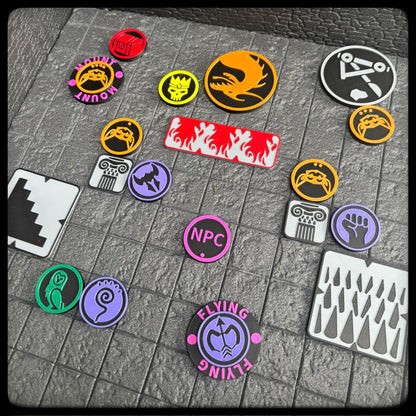 3D Printed DM Utility Token Set – DnD, Pathfinder, Heroquest