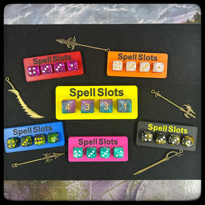 3D Printed Custom DnD Spell Tracker with D6 Dice