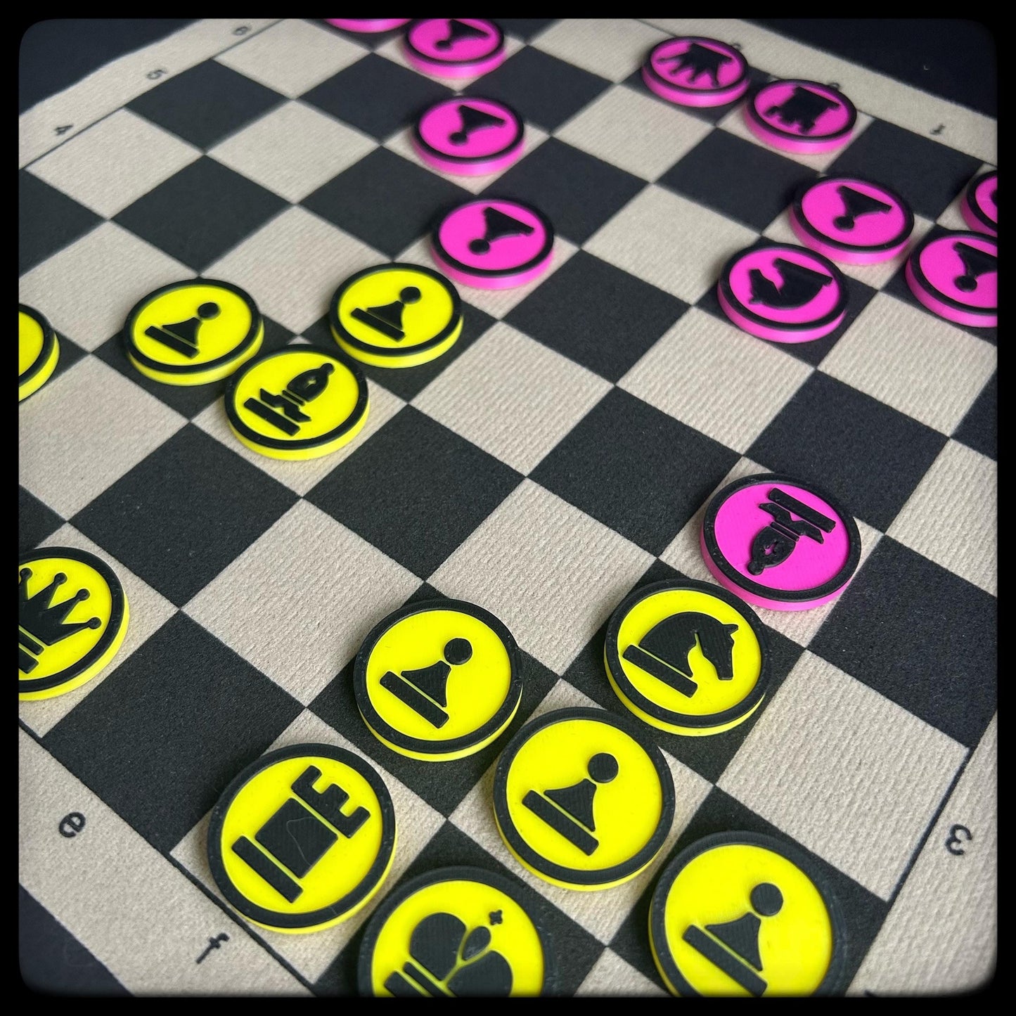 3D Printed Chess Token Set with Travel Chess Board