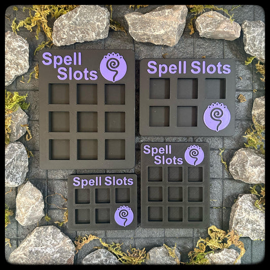 3D Printed DnD Spell Tracker – Full or Half Caster, D6 Dice Included