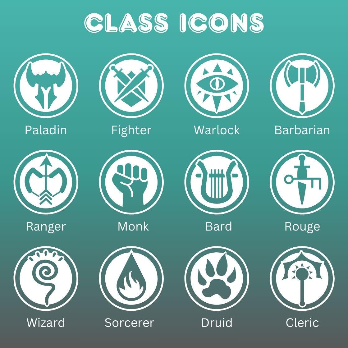 DnD Character Class Tokens – Perfect Dungeon Master gift - 3D printed for DnD, Pathfinder and DnD accessory or DnD gift idea. - HouseofBlackGames