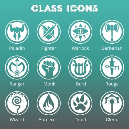 DnD Character Class Tokens – Perfect Dungeon Master gift - 3D printed for DnD, Pathfinder and DnD accessory or DnD gift idea. - HouseofBlackGames