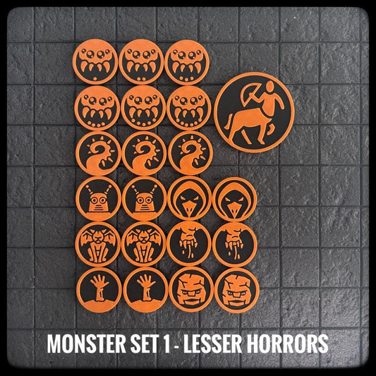 DnD Character Monster Token Set 1 – Lesser Horrors. Perfect Dungeon Master gift.3D printed for DnD, Pathfinder-DnD accessory/ DnD gift idea. - HouseofBlackGames