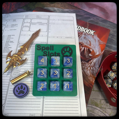 DnD Druid Spell Tracker & D6 Dice – 3D Printed. DnD Accessory and Dnd Gift idea. Holds D6 Dice. Full or half caster size. - HouseofBlackGames