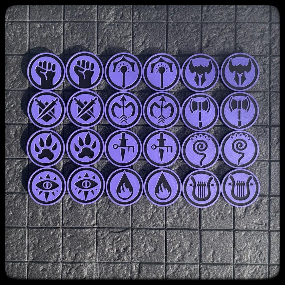 DnD Character Class Tokens – Perfect Dungeon Master gift - 3D printed for DnD, Pathfinder and DnD accessory or DnD gift idea. - HouseofBlackGames