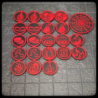 DnD Character Treasure and Traps Tokens –Dungeon Master gift. 3D printed for DnD, Pathfinder and Hero Quest- DnD accessory/DnD gift idea. - HouseofBlackGames