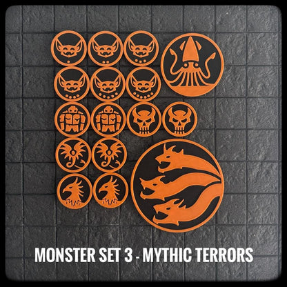 DnD Character Monster Token Set 3 – Mythic Terrors. Perfect Dungeon Master gift.3D printed for DnD, Pathfinder-DnD accessory/ DnD gift idea. - HouseofBlackGames
