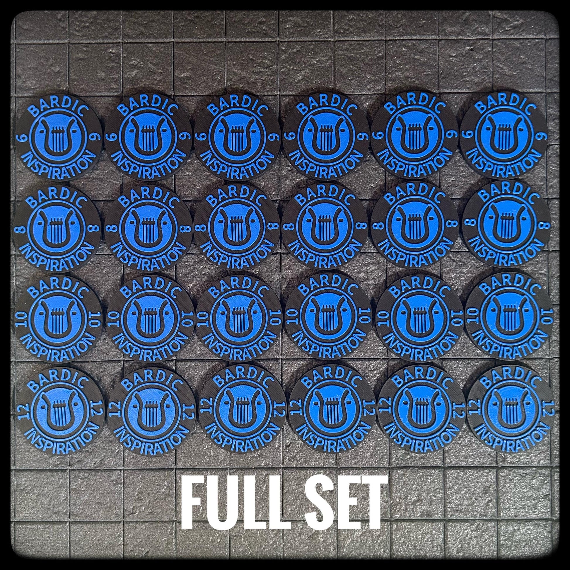 DnD Bardic inspiration tokens. 3D printed for Bard characters in DnD and Pathfinder. A perfect Dungeon Master DnD accessory/ DnD gift idea - HouseofBlackGames