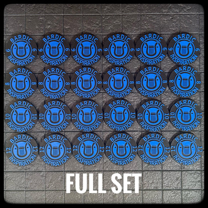 DnD Bardic inspiration tokens. 3D printed for Bard characters in DnD and Pathfinder. A perfect Dungeon Master DnD accessory/ DnD gift idea - HouseofBlackGames