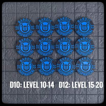 DnD Bardic inspiration tokens. 3D printed for Bard characters in DnD and Pathfinder. A perfect Dungeon Master DnD accessory/ DnD gift idea - HouseofBlackGames